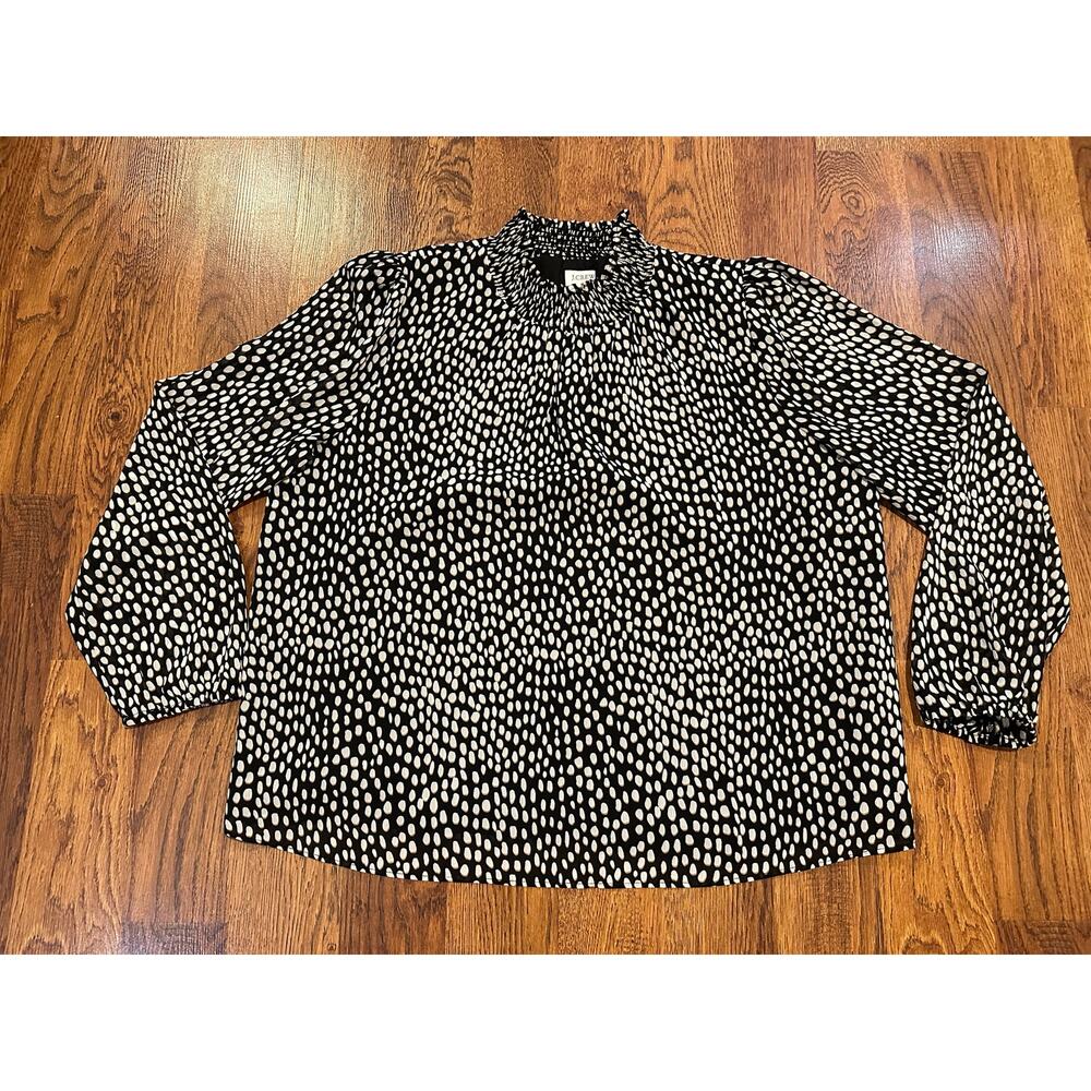 J. Crew Women’s Stylish Blouse in Oncilla Cat Print – Sz Large Chic Animal Print